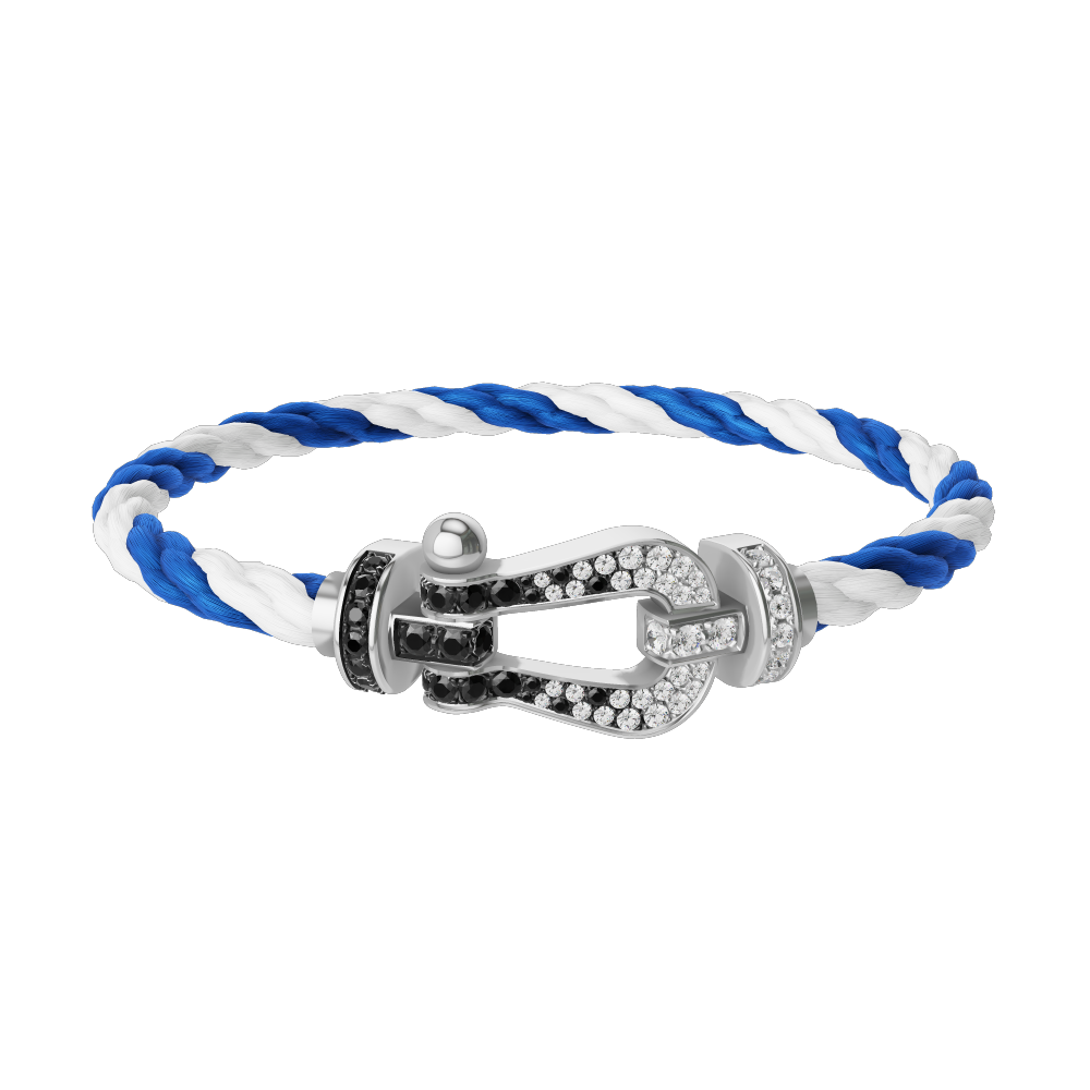 FORCE 10 BRACELET 18K WHITE GOLD AND BLACK AND WHITE DIAMONDS LARGE MODEL