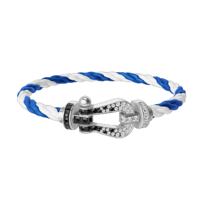 FORCE 10 BRACELET 18K WHITE GOLD AND BLACK AND WHITE DIAMONDS LARGE MODEL