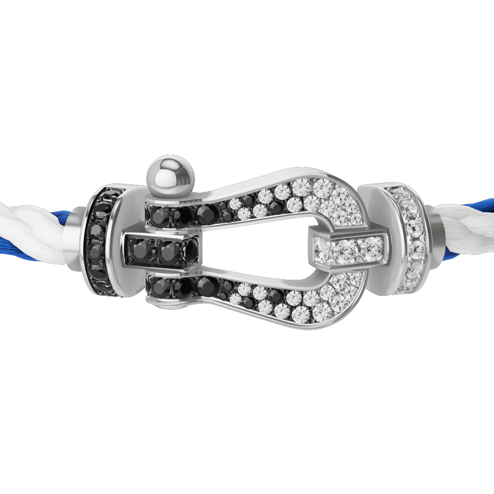 FORCE 10 BRACELET 18K WHITE GOLD AND BLACK AND WHITE DIAMONDS LARGE MODEL