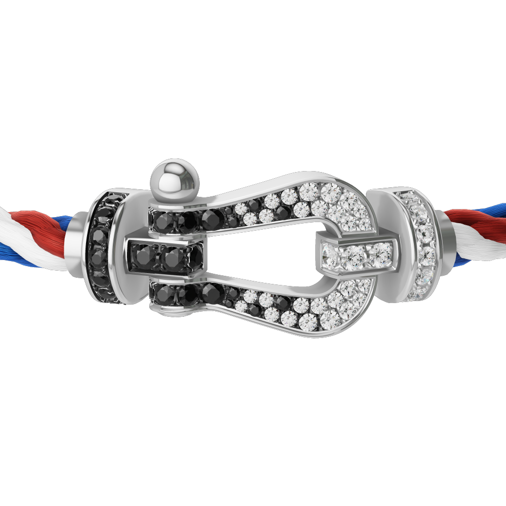 FORCE 10 BRACELET 18K WHITE GOLD AND BLACK AND WHITE DIAMONDS LARGE MODEL