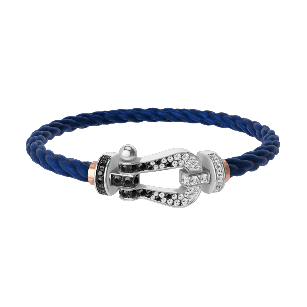 FORCE 10 BRACELET 18K WHITE GOLD AND BLACK AND WHITE DIAMONDS LARGE MODEL