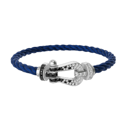 FORCE 10 BRACELET 18K WHITE GOLD AND BLACK AND WHITE DIAMONDS LARGE MODEL