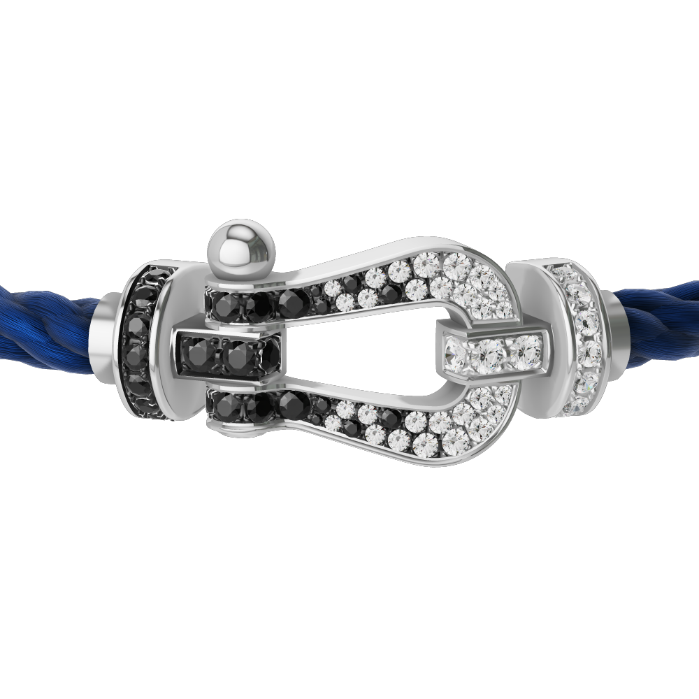 FORCE 10 BRACELET 18K WHITE GOLD AND BLACK AND WHITE DIAMONDS LARGE MODEL