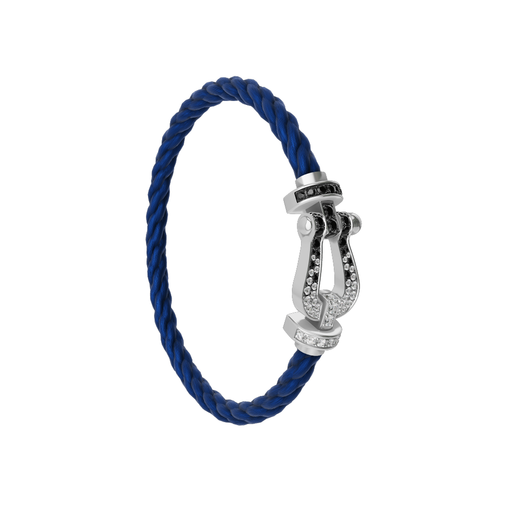 FORCE 10 BRACELET 18K WHITE GOLD AND BLACK AND WHITE DIAMONDS LARGE MODEL