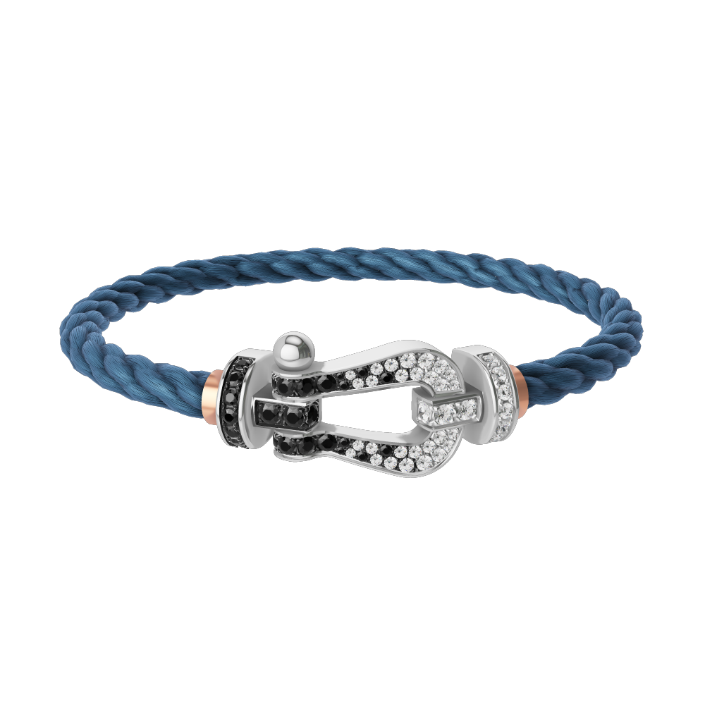 FORCE 10 BRACELET 18K WHITE GOLD AND BLACK AND WHITE DIAMONDS LARGE MODEL