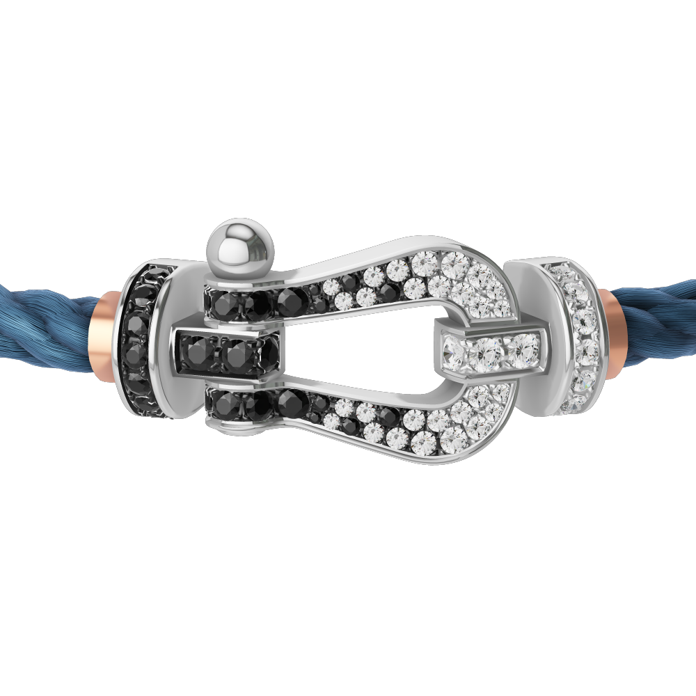 FORCE 10 BRACELET 18K WHITE GOLD AND BLACK AND WHITE DIAMONDS LARGE MODEL