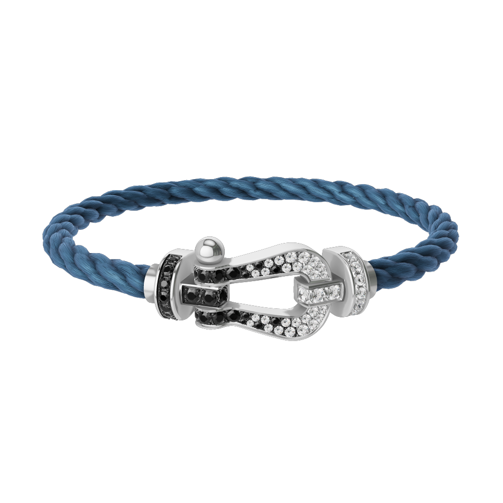 FORCE 10 BRACELET 18K WHITE GOLD AND BLACK AND WHITE DIAMONDS LARGE MODEL
