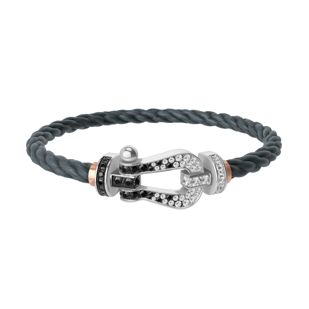 FORCE 10 BRACELET 18K WHITE GOLD AND BLACK AND WHITE DIAMONDS LARGE MODEL