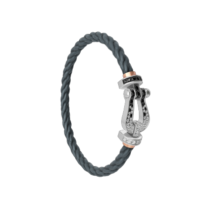 FORCE 10 BRACELET 18K WHITE GOLD AND BLACK AND WHITE DIAMONDS LARGE MODEL