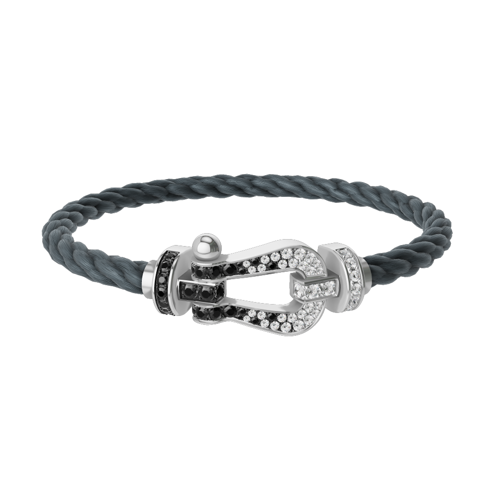 FORCE 10 BRACELET 18K WHITE GOLD AND BLACK AND WHITE DIAMONDS LARGE MODEL