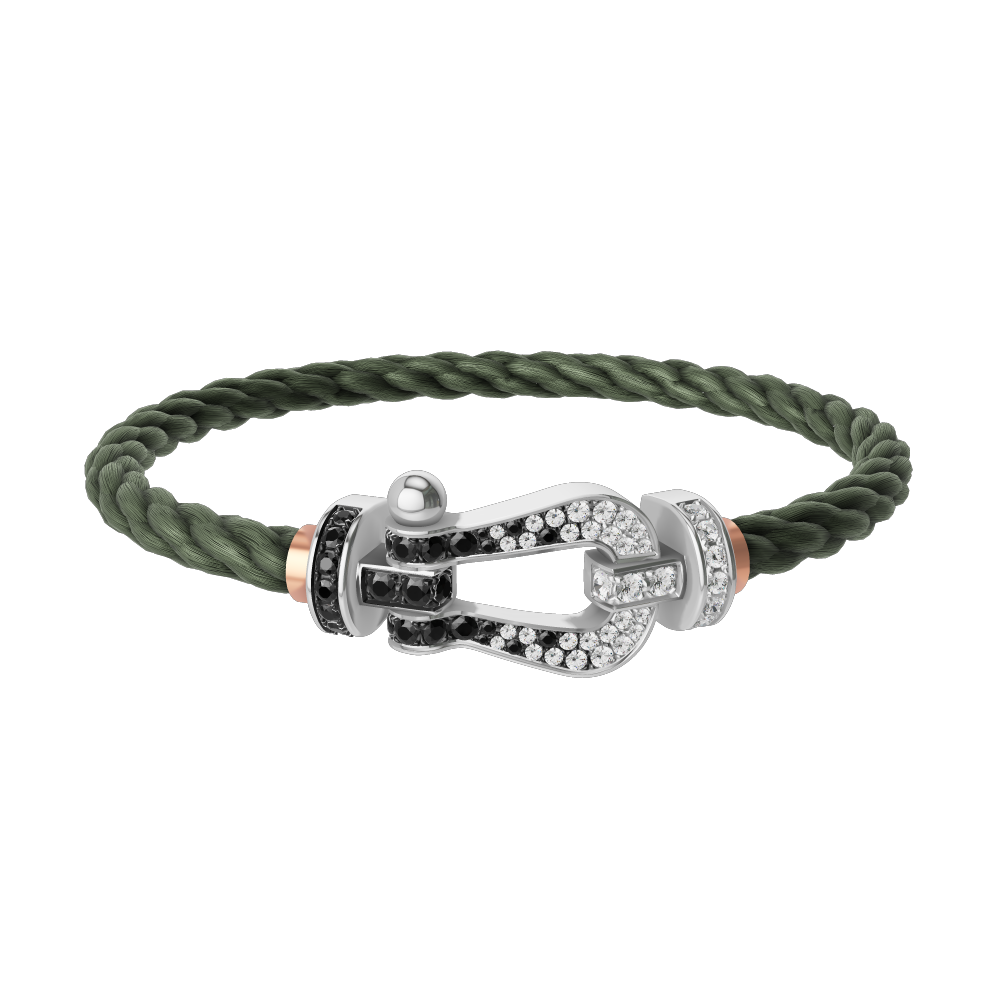 FORCE 10 BRACELET 18K WHITE GOLD AND BLACK AND WHITE DIAMONDS LARGE MODEL