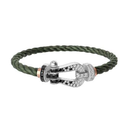 FORCE 10 BRACELET 18K WHITE GOLD AND BLACK AND WHITE DIAMONDS LARGE MODEL