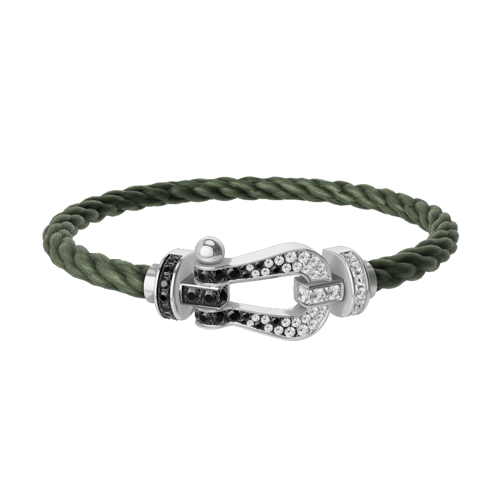 FORCE 10 BRACELET 18K WHITE GOLD AND BLACK AND WHITE DIAMONDS LARGE MODEL