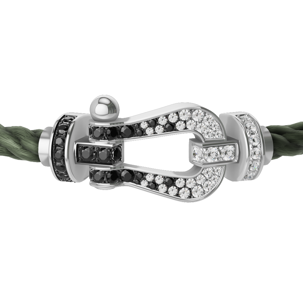 FORCE 10 BRACELET 18K WHITE GOLD AND BLACK AND WHITE DIAMONDS LARGE MODEL