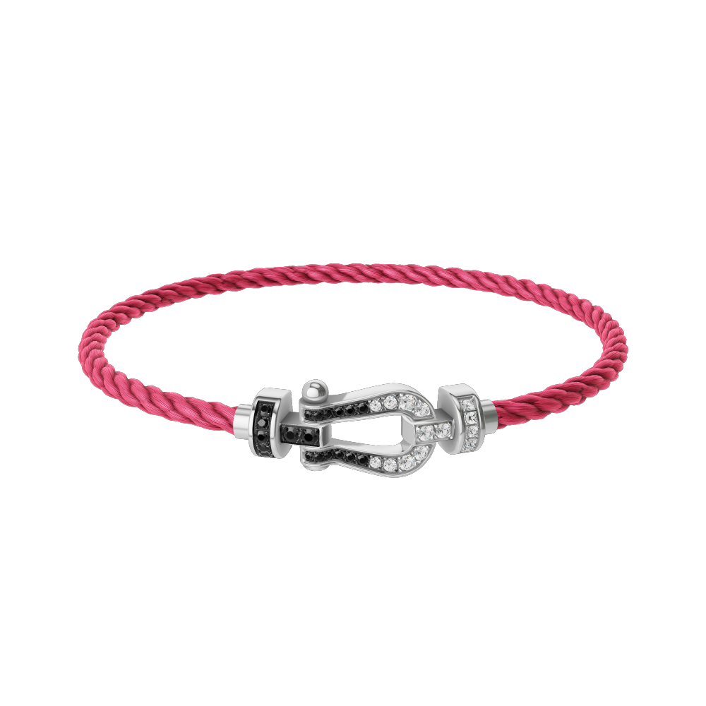 FORCE 10 BRACELET 18K WHITE GOLD AND BLACK AND WHITE DIAMONDS MEDIUM MODEL