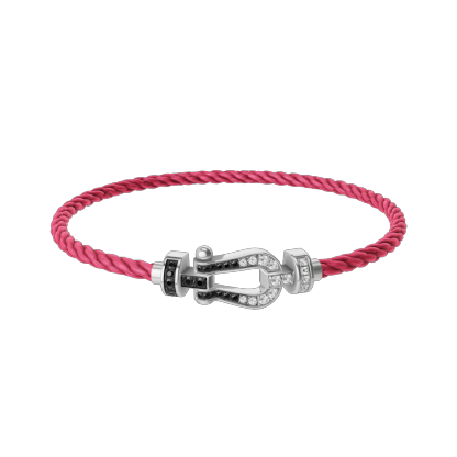 FORCE 10 BRACELET 18K WHITE GOLD AND BLACK AND WHITE DIAMONDS MEDIUM MODEL
