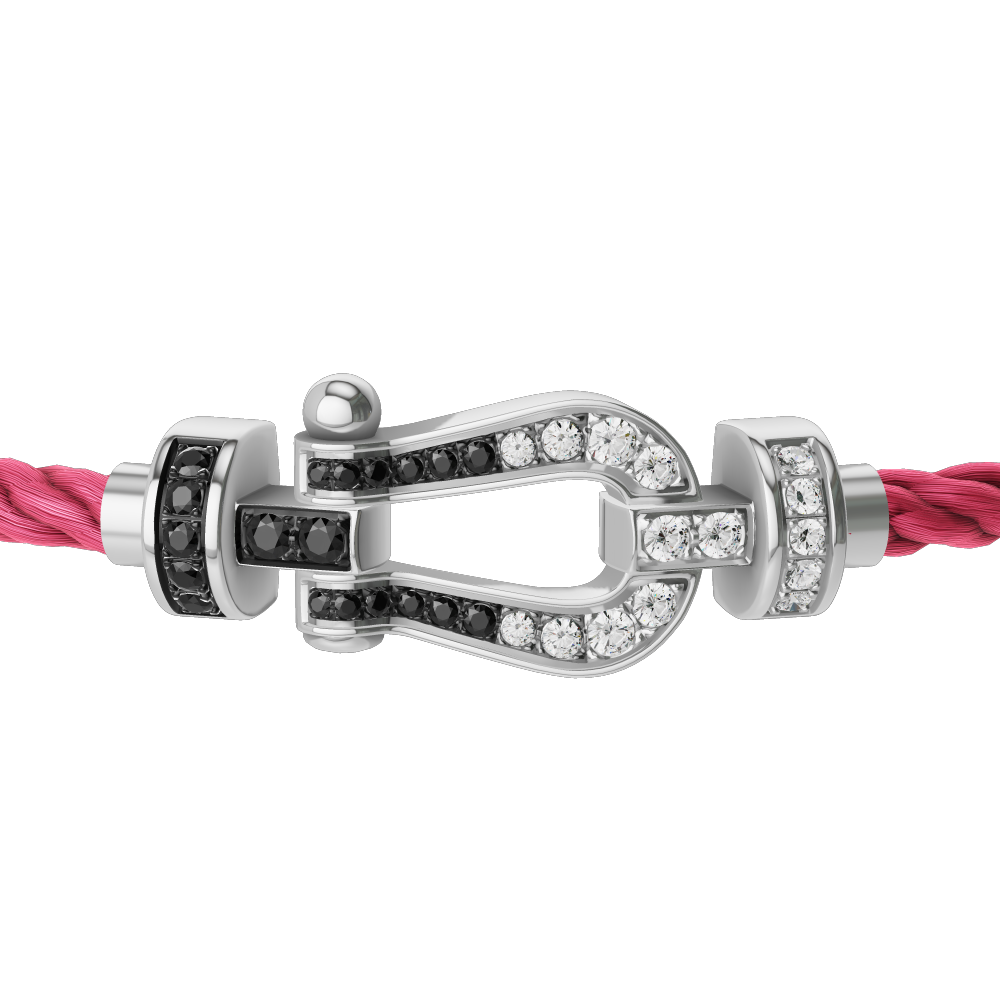 FORCE 10 BRACELET 18K WHITE GOLD AND BLACK AND WHITE DIAMONDS MEDIUM MODEL