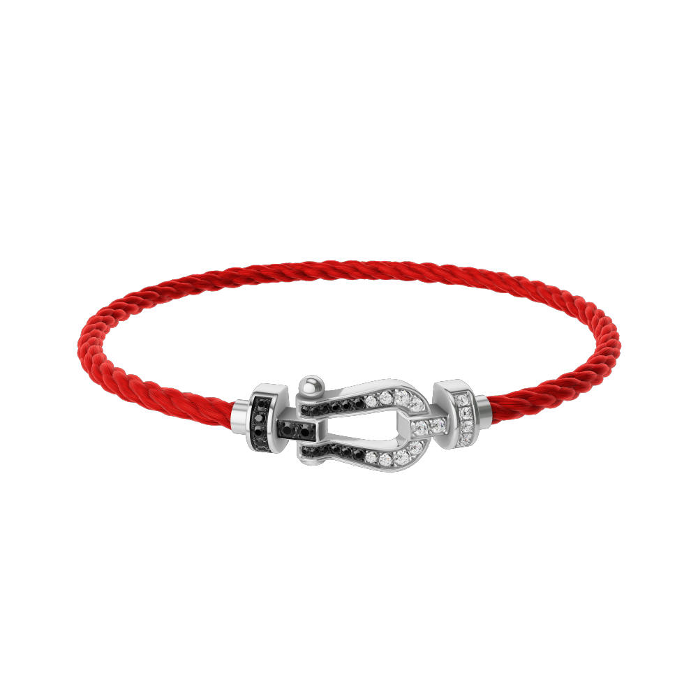 Force 10 bracelet 18k white gold and black and white diamonds medium model