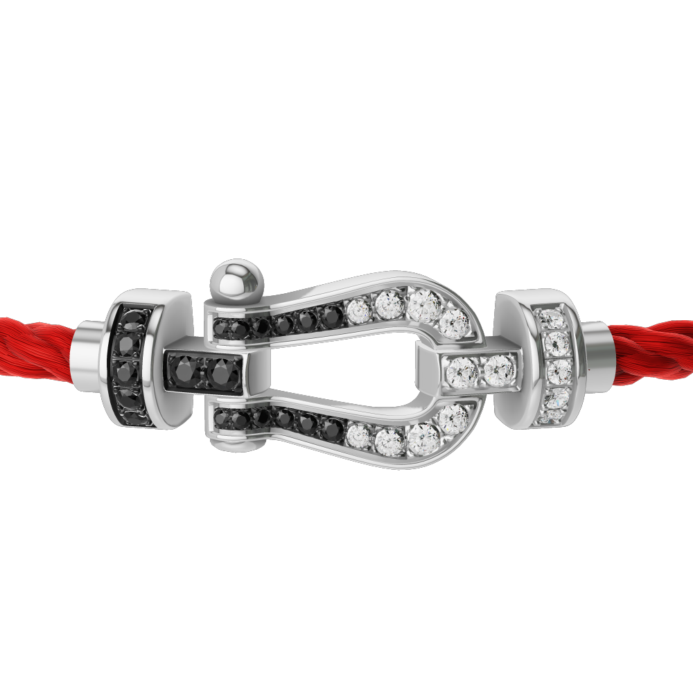 Force 10 bracelet 18k white gold and black and white diamonds medium model