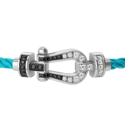 Force 10 bracelet 18k white gold and black and white diamonds medium model