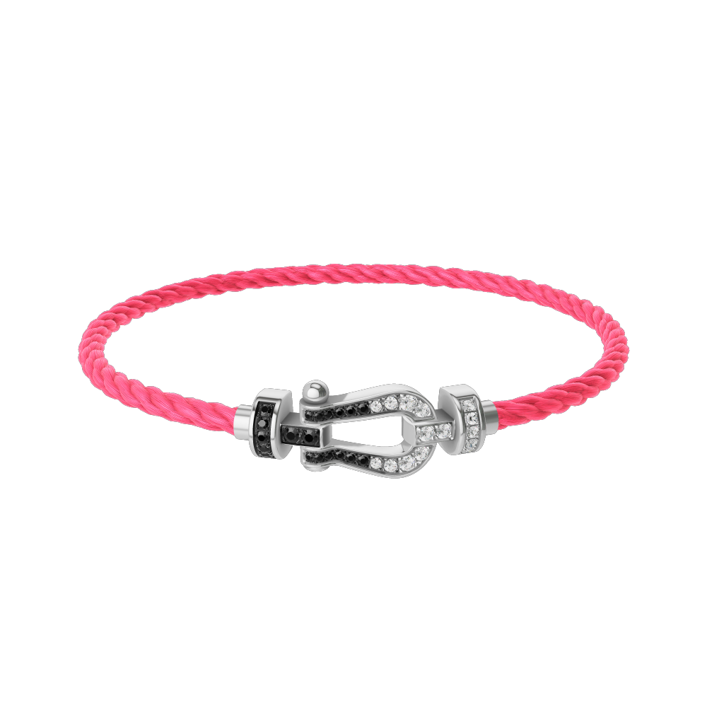 FORCE 10 BRACELET 18K WHITE GOLD AND BLACK AND WHITE DIAMONDS MEDIUM MODEL