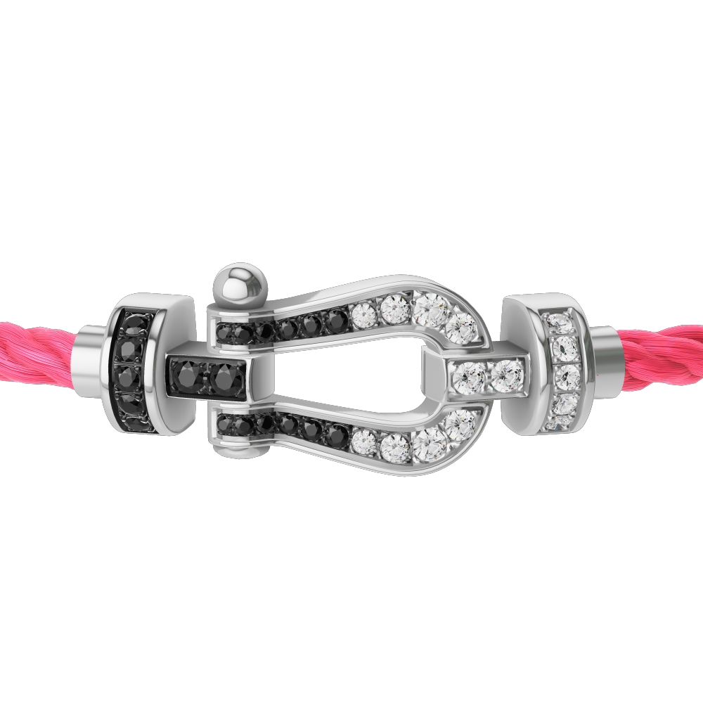 FORCE 10 BRACELET 18K WHITE GOLD AND BLACK AND WHITE DIAMONDS MEDIUM MODEL