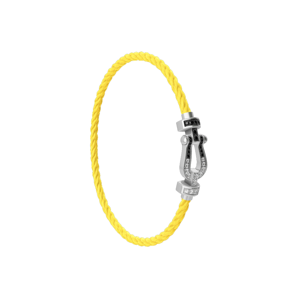 FORCE 10 BRACELET 18K WHITE GOLD AND BLACK AND WHITE DIAMONDS MEDIUM MODEL