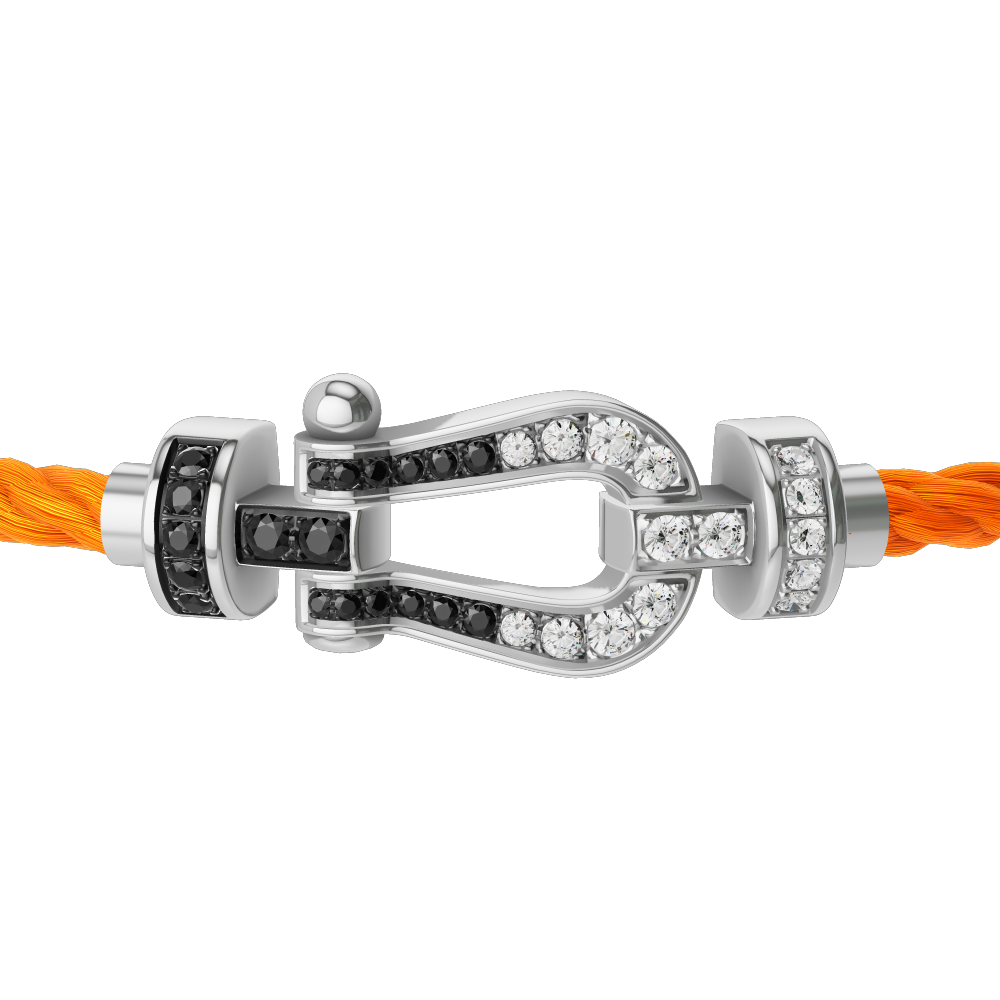 FORCE 10 BRACELET 18K WHITE GOLD AND BLACK AND WHITE DIAMONDS MEDIUM MODEL