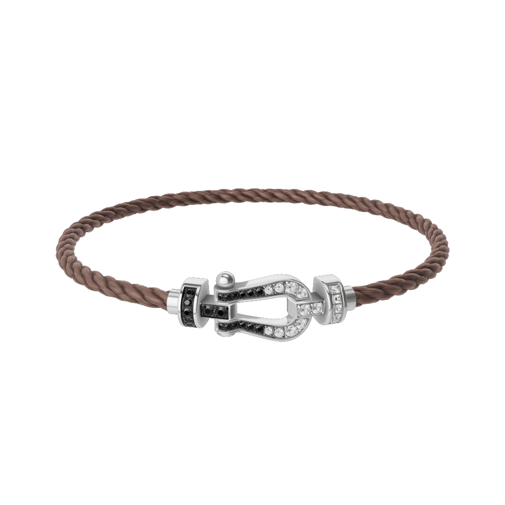 FORCE 10 BRACELET 18K WHITE GOLD AND BLACK AND WHITE DIAMONDS MEDIUM MODEL