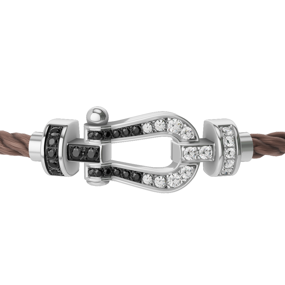 FORCE 10 BRACELET 18K WHITE GOLD AND BLACK AND WHITE DIAMONDS MEDIUM MODEL
