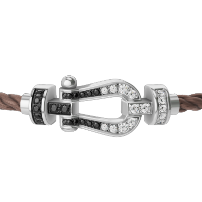FORCE 10 BRACELET 18K WHITE GOLD AND BLACK AND WHITE DIAMONDS MEDIUM MODEL