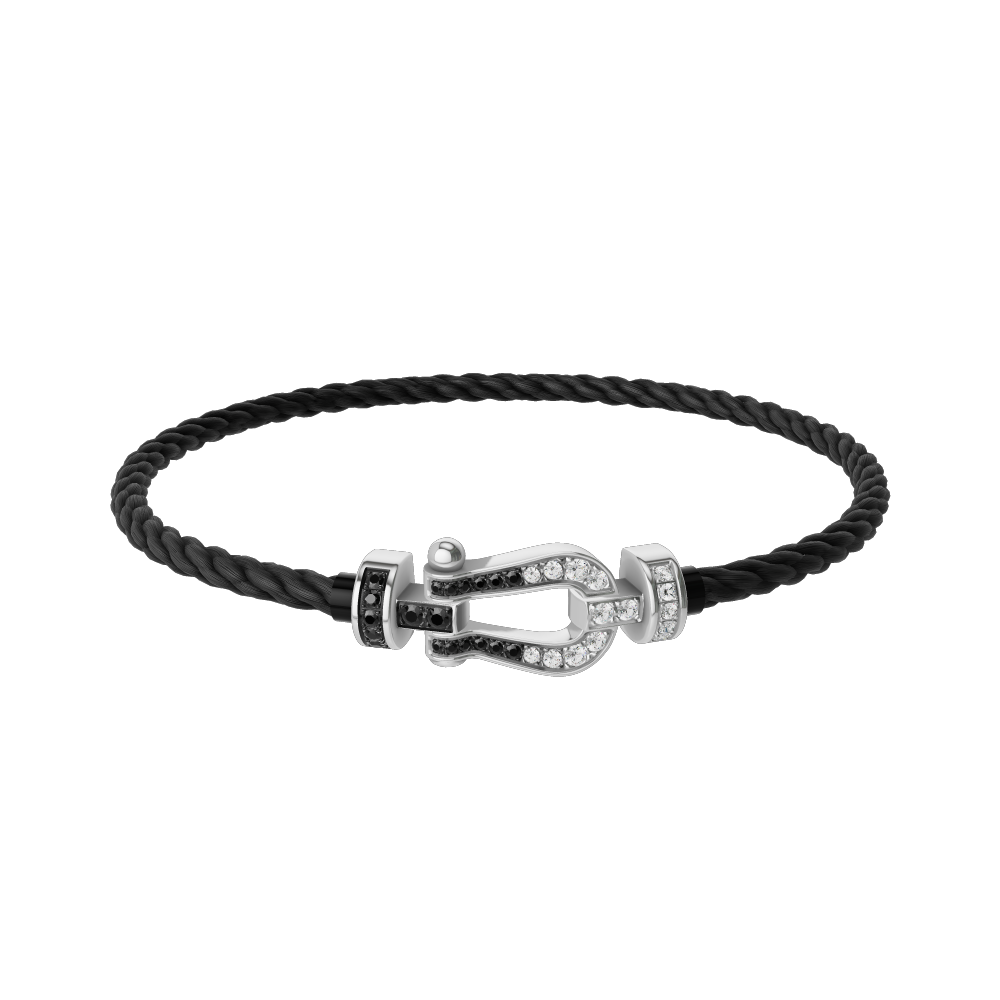 FORCE 10 BRACELET 18K WHITE GOLD AND BLACK AND WHITE DIAMONDS MEDIUM MODEL