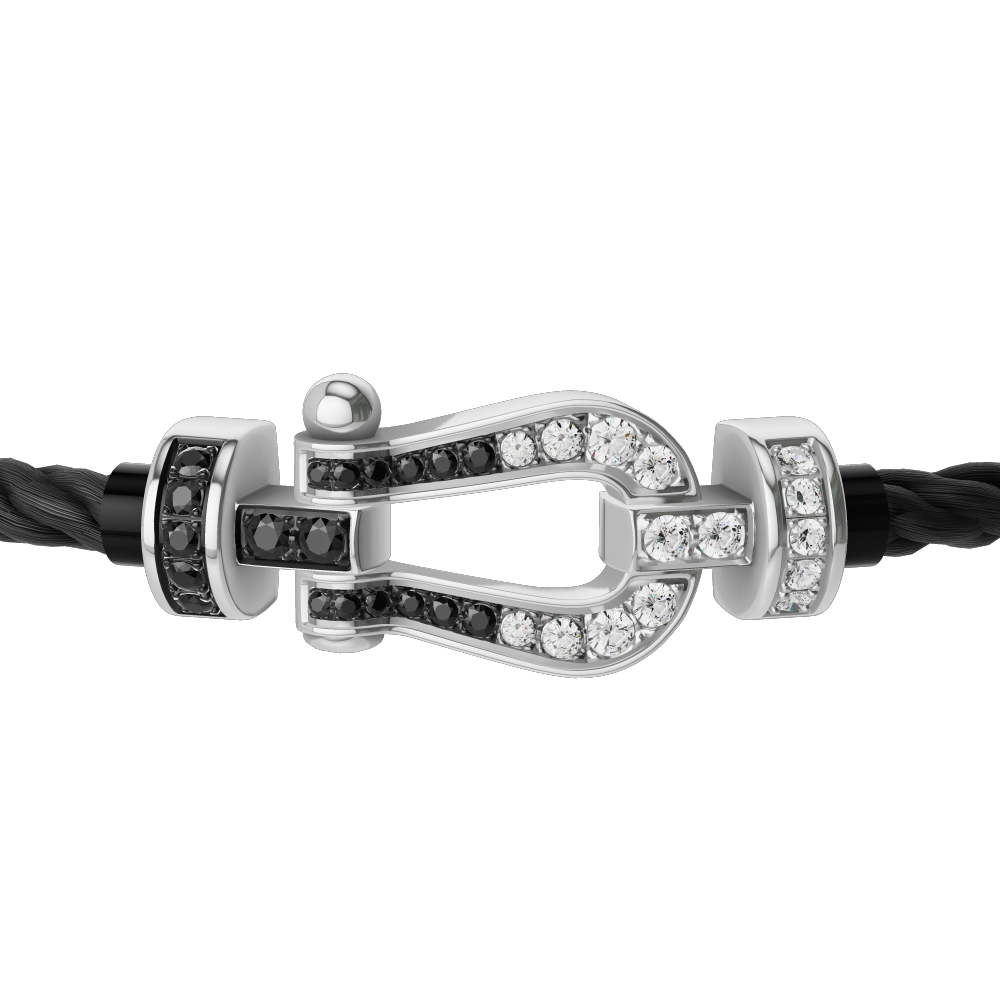 FORCE 10 BRACELET 18K WHITE GOLD AND BLACK AND WHITE DIAMONDS MEDIUM MODEL