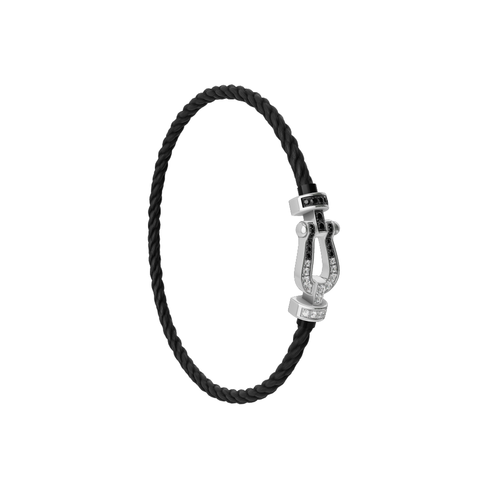 FORCE 10 BRACELET 18K WHITE GOLD AND BLACK AND WHITE DIAMONDS MEDIUM MODEL