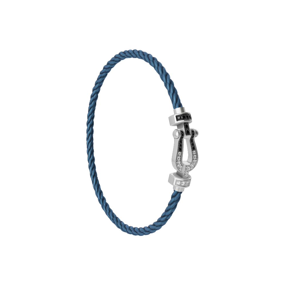 FORCE 10 BRACELET 18K WHITE GOLD AND BLACK AND WHITE DIAMONDS MEDIUM MODEL