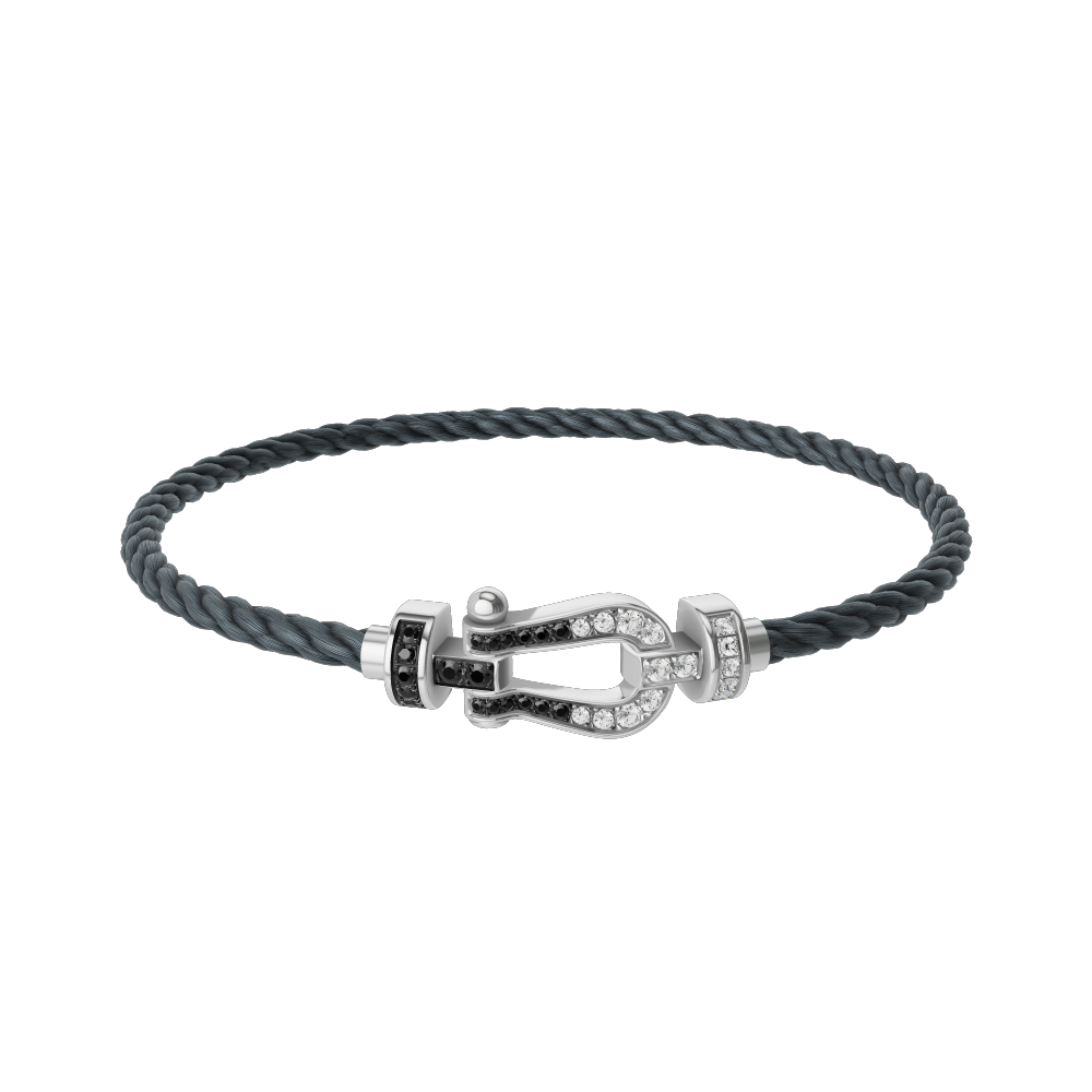 FORCE 10 BRACELET 18K WHITE GOLD AND BLACK AND WHITE DIAMONDS MEDIUM MODEL