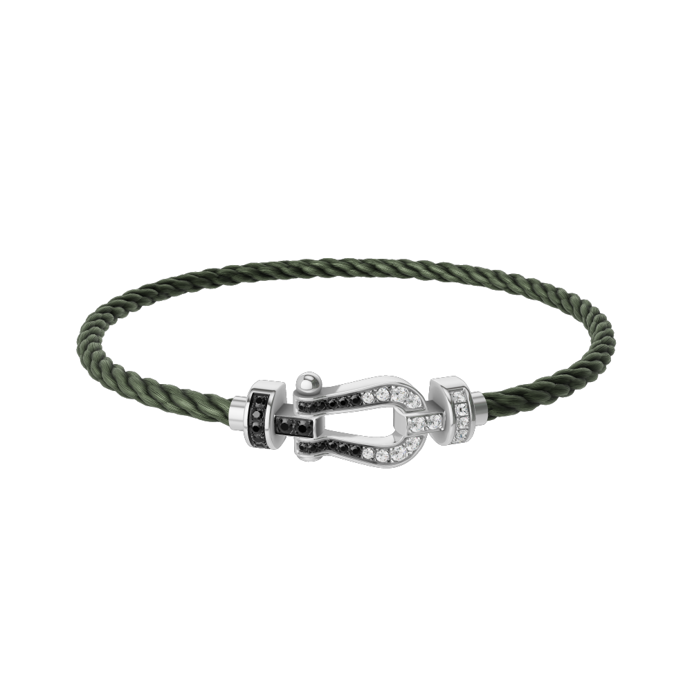 FORCE 10 BRACELET 18K WHITE GOLD AND BLACK AND WHITE DIAMONDS MEDIUM MODEL
