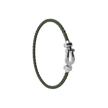 FORCE 10 BRACELET 18K WHITE GOLD AND BLACK AND WHITE DIAMONDS MEDIUM MODEL