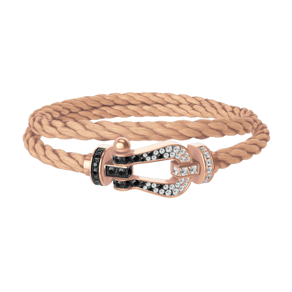 FORCE 10 BRACELET 18K PINK GOLD AND BLACK AND WHITE DIAMONDS LARGE MODEL
