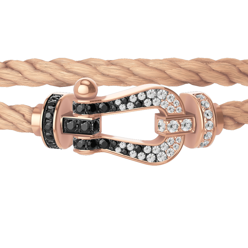 FORCE 10 BRACELET 18K PINK GOLD AND BLACK AND WHITE DIAMONDS LARGE MODEL
