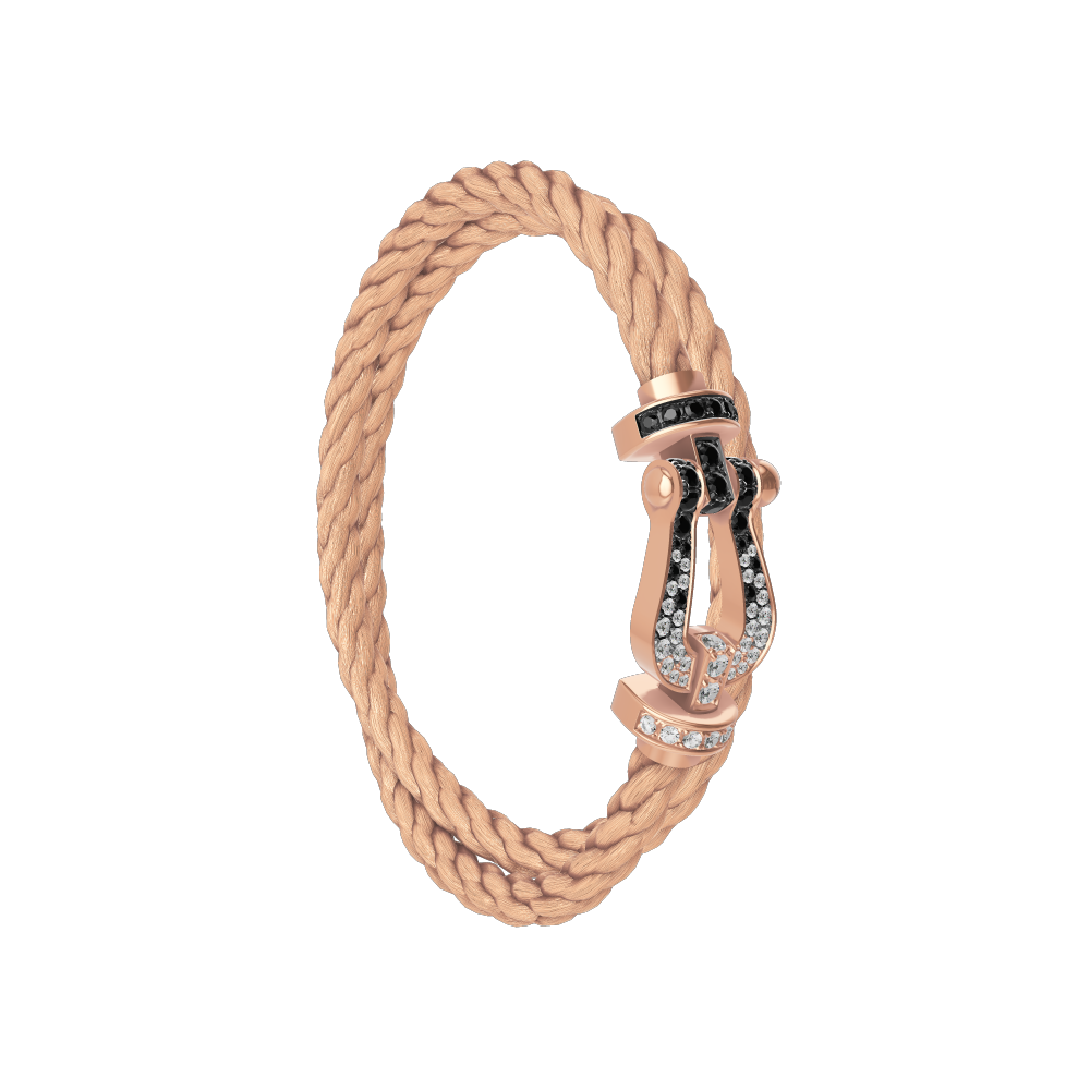 FORCE 10 BRACELET 18K PINK GOLD AND BLACK AND WHITE DIAMONDS LARGE MODEL