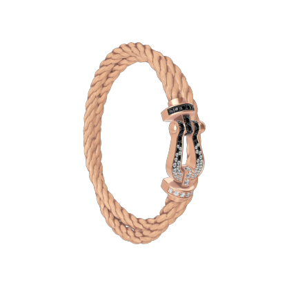 FORCE 10 BRACELET 18K PINK GOLD AND BLACK AND WHITE DIAMONDS LARGE MODEL