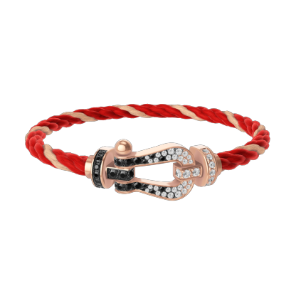 FORCE 10 BRACELET 18K PINK GOLD AND BLACK AND WHITE DIAMONDS LARGE MODEL
