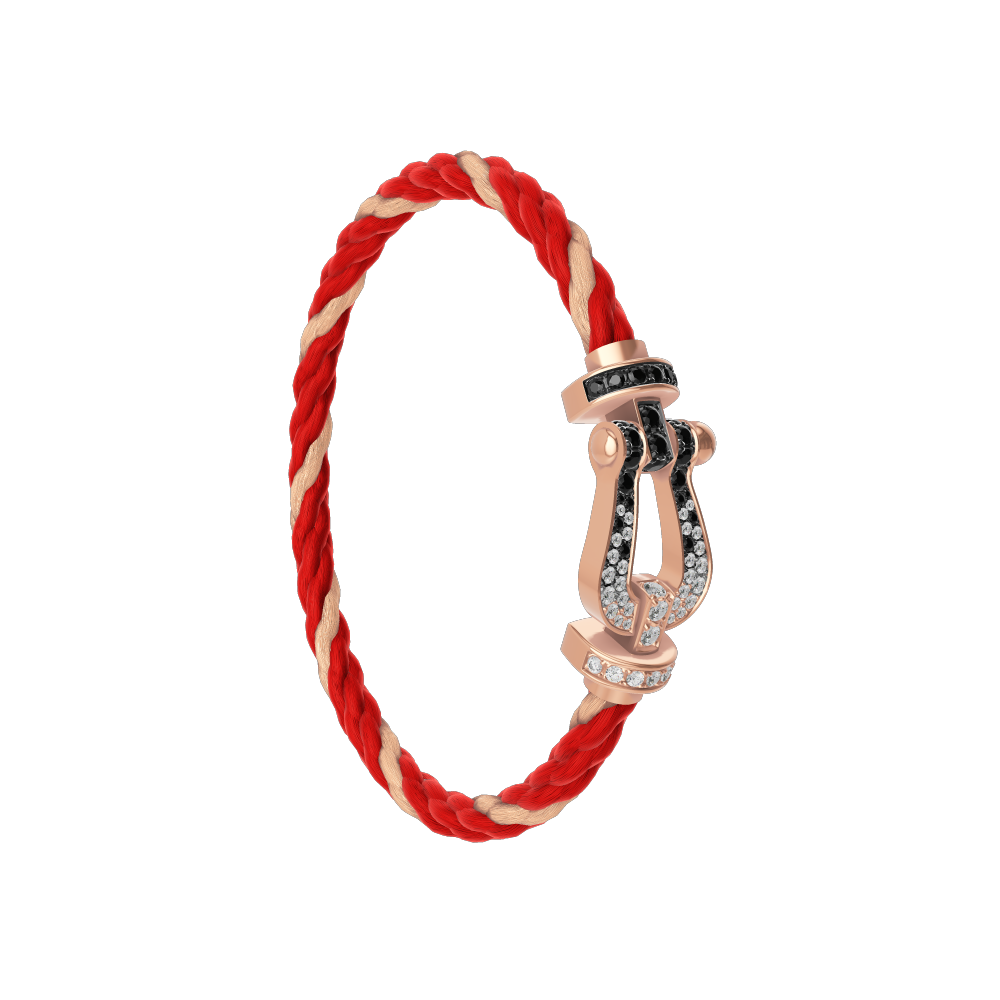 FORCE 10 BRACELET 18K PINK GOLD AND BLACK AND WHITE DIAMONDS LARGE MODEL