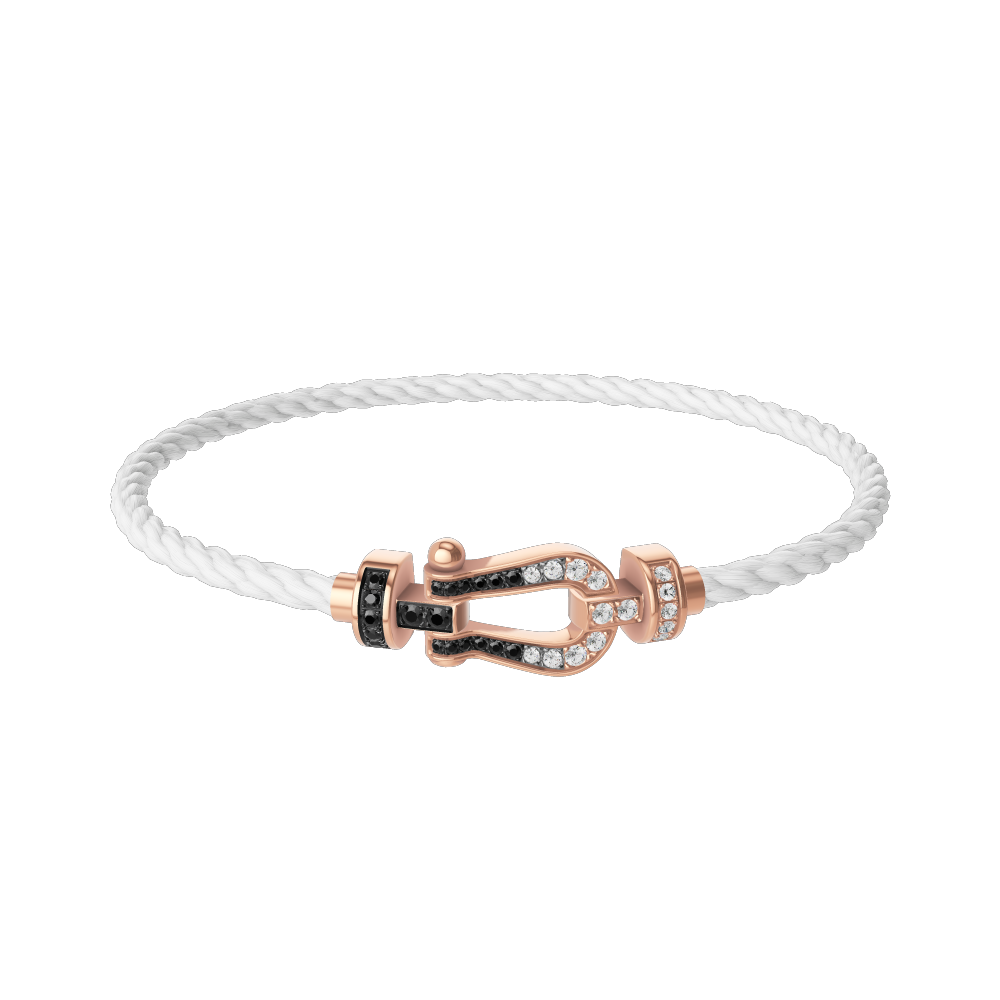 FORCE 10 BRACELET 18K PINK GOLD AND BLACK AND WHITE DIAMONDS MEDIUM MODEL