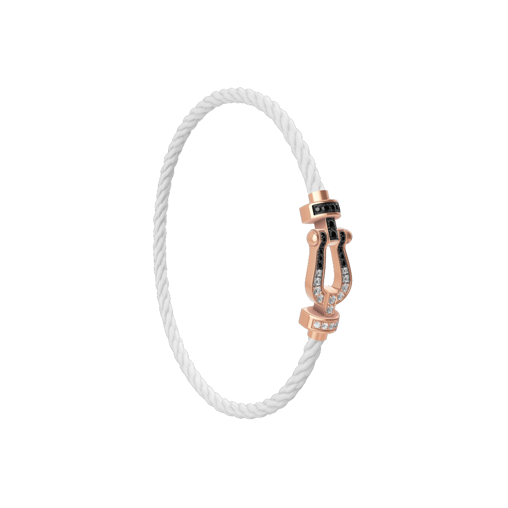 FORCE 10 BRACELET 18K PINK GOLD AND BLACK AND WHITE DIAMONDS MEDIUM MODEL