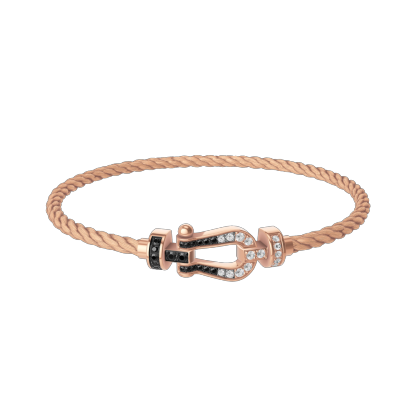 FORCE 10 BRACELET 18K PINK GOLD AND BLACK AND WHITE DIAMONDS MEDIUM MODEL