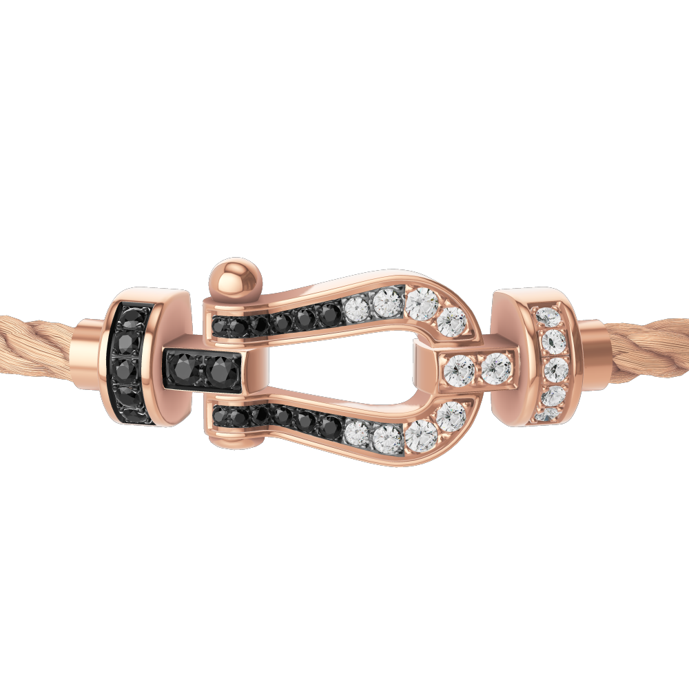 FORCE 10 BRACELET 18K PINK GOLD AND BLACK AND WHITE DIAMONDS MEDIUM MODEL