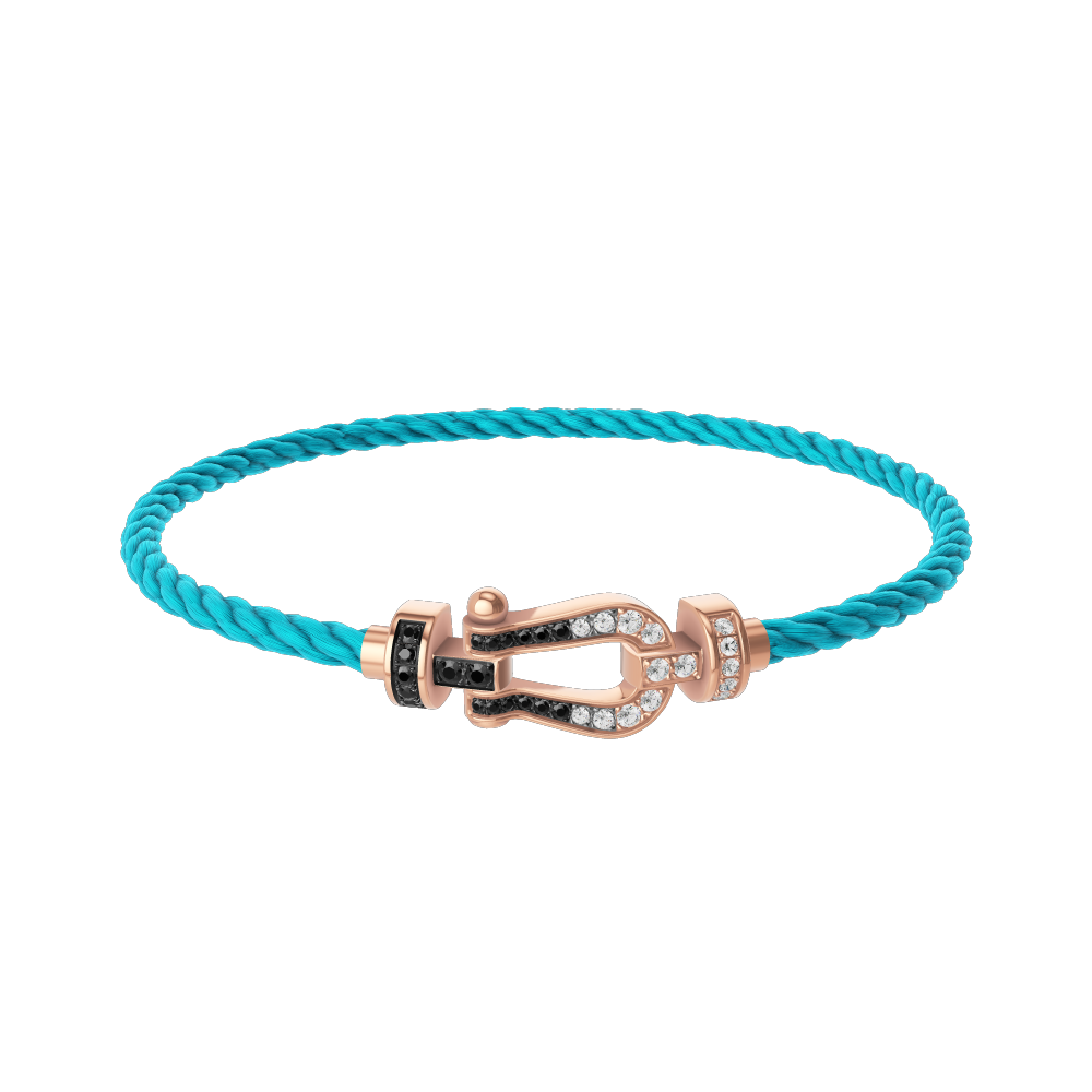 FORCE 10 BRACELET 18K PINK GOLD AND BLACK AND WHITE DIAMONDS MEDIUM MODEL