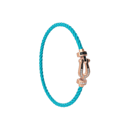 FORCE 10 BRACELET 18K PINK GOLD AND BLACK AND WHITE DIAMONDS MEDIUM MODEL